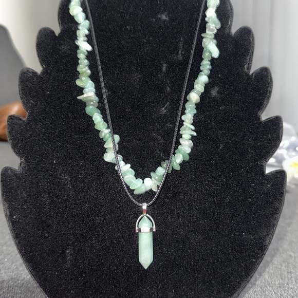 Green Aventurine Necklace Set Crystal and Beaded - Picture 3 of 4